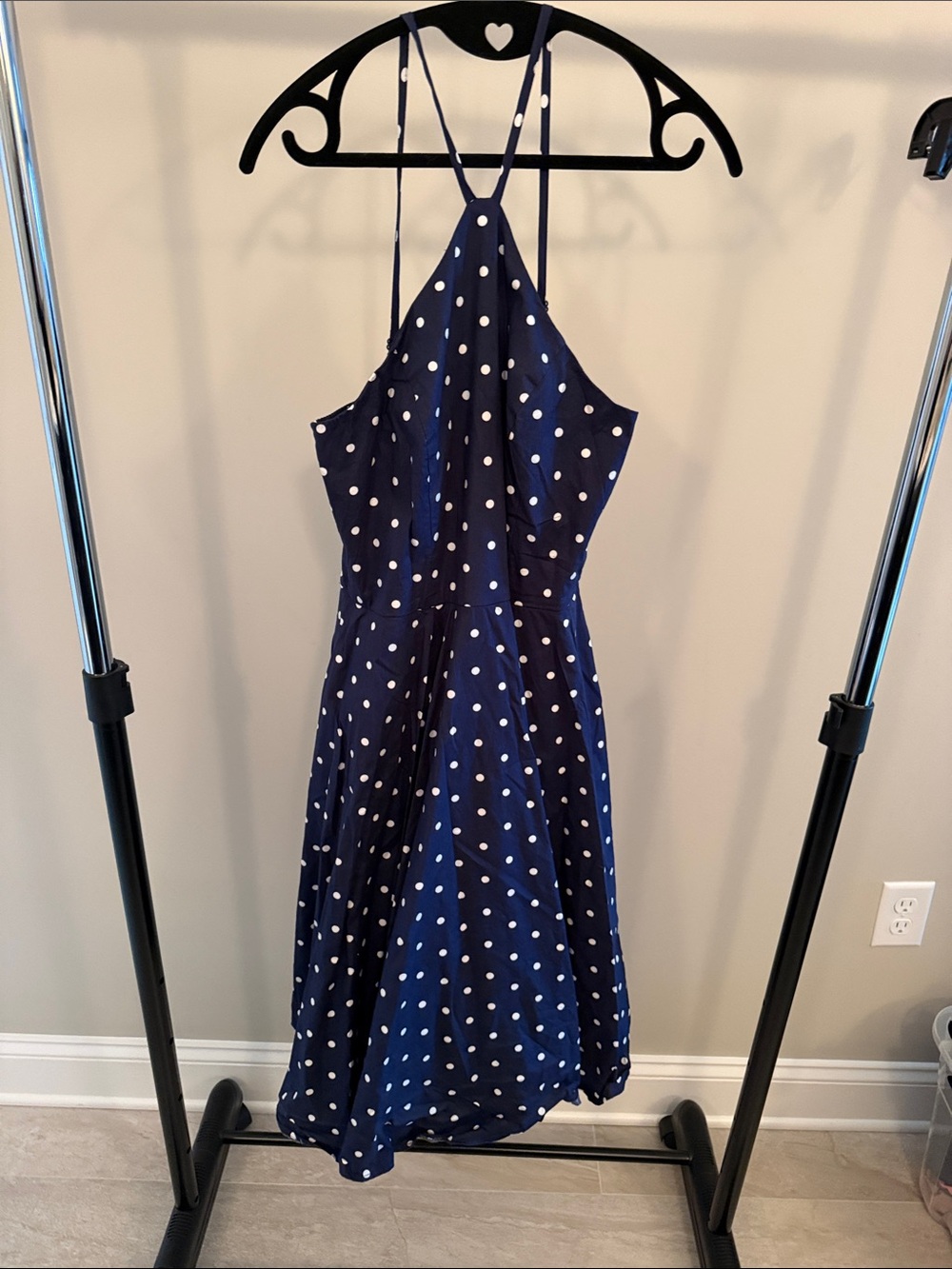 VENUS Navy Blue Polka Dot Halter Sundress